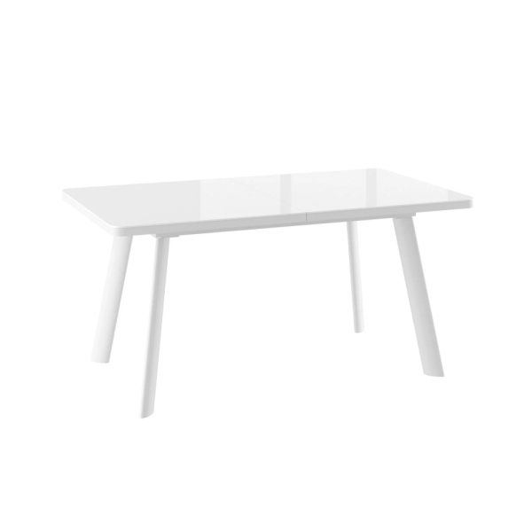 Стол LEON LUX RADIAL-160, раздвижной со стеклом 160(205)х90, БЕЛЫЙ ОПТИВАЙТ/БЕЛЫЙ LEON LUX RADIAL 160